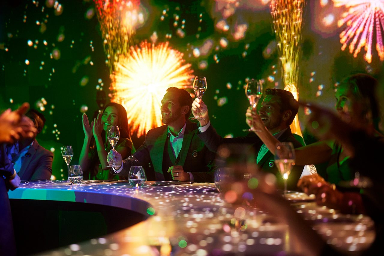 360 experience men toasting