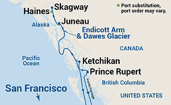 Inside Passage (Roundtrip San Francisco) — Itinerary Map