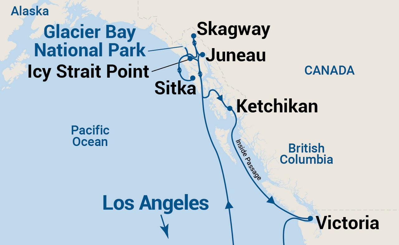 Inside Passage (with Glacier Bay National Park) — Itinerary Map