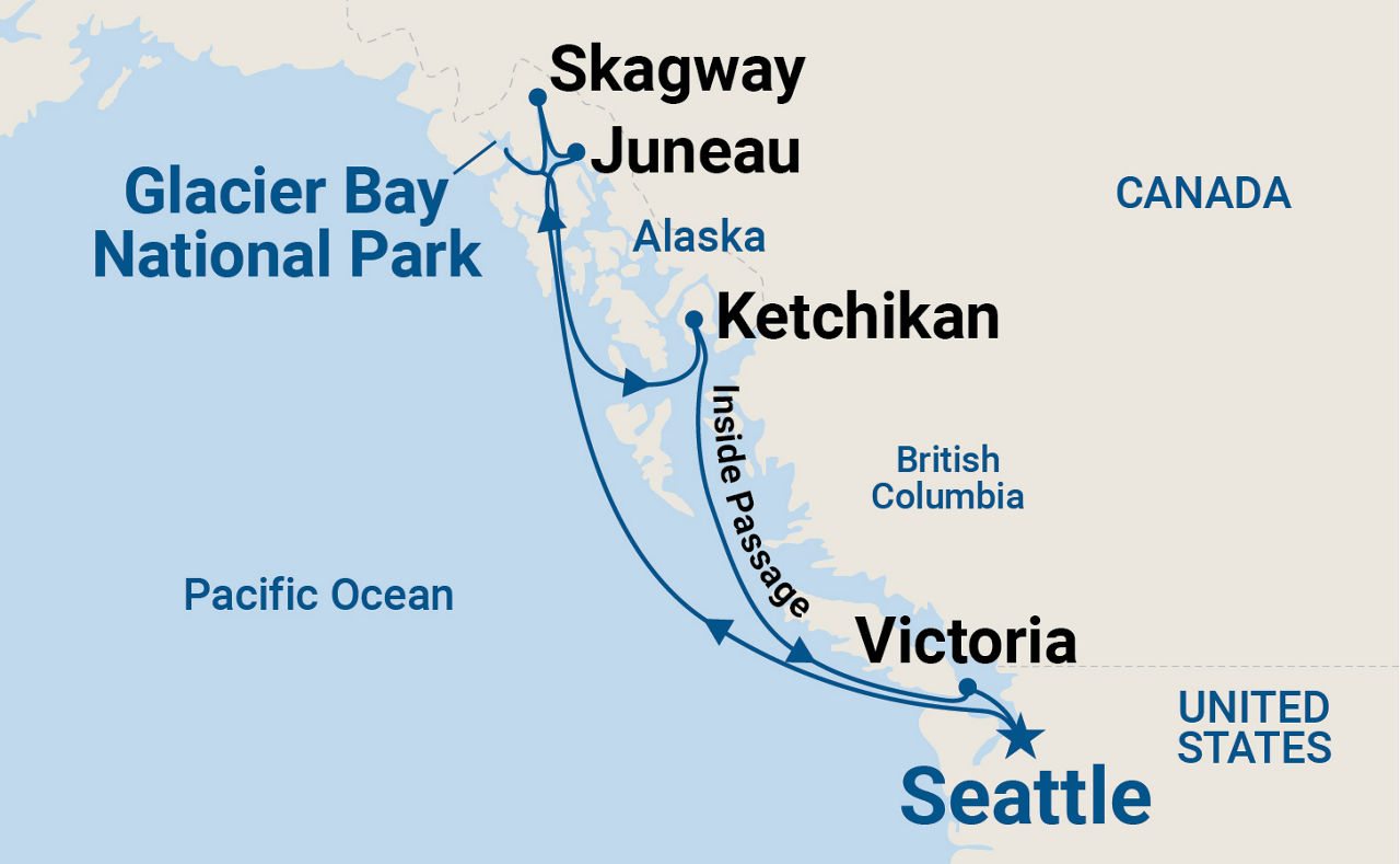 Inside Passage (with Glacier Bay National Park) — Itinerary Map