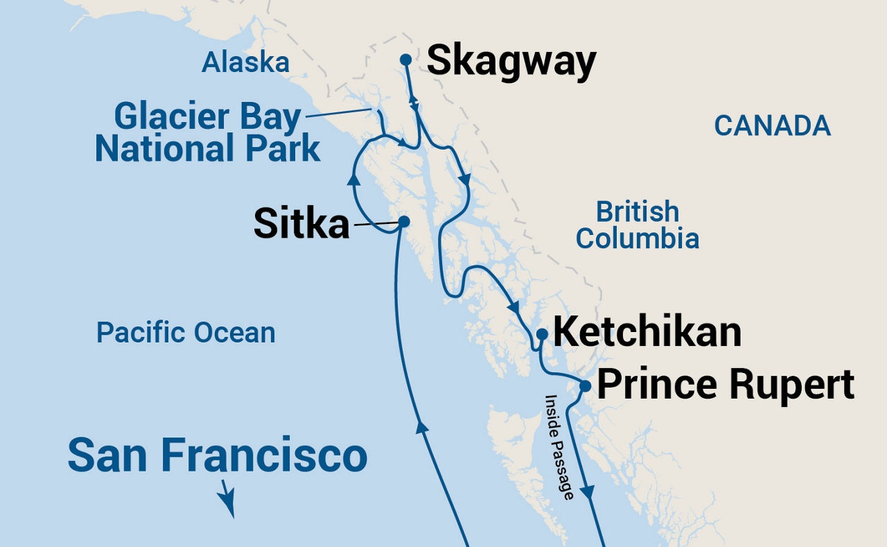 Inside Passage (with Glacier Bay National Park) — Itinerary Map