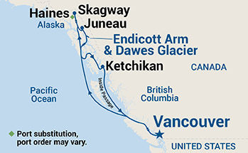 Inside Passage (Roundtrip Vancouver) — Itinerary Map