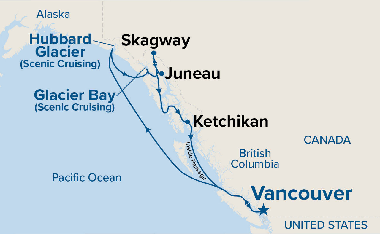 Inside Passage (Roundtrip Vancouver) — Itinerary Map