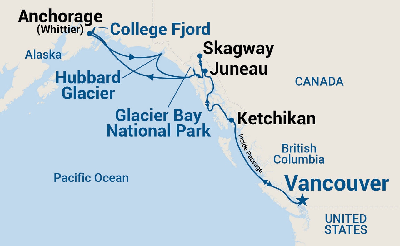 Voyage of the Glaciers Grand Adventure — Itinerary Map