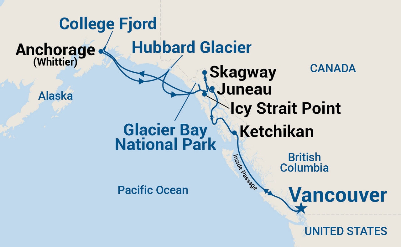 Voyage of the Glaciers Grand Adventure — Itinerary Map