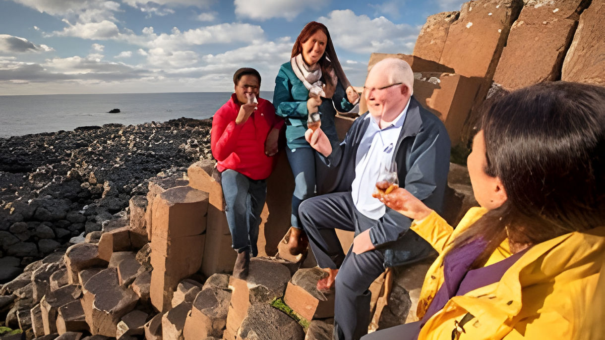 Bushmills Whiskey on the Giant's Causeway Rocks