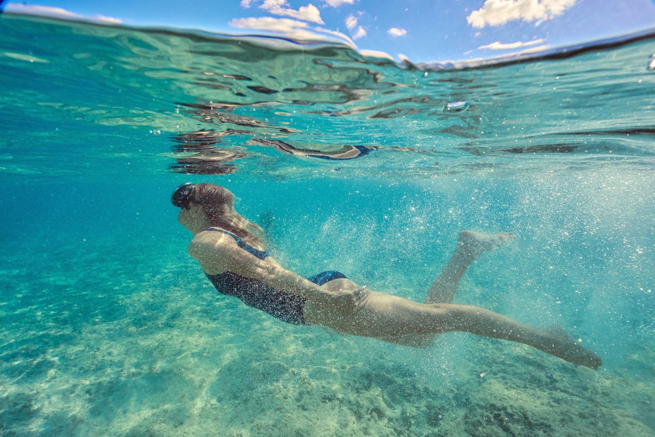 White sands and turquoise waves on Calypso Beach