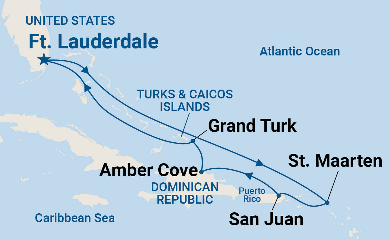 Eastern Caribbean with Puerto Rico Holiday — Itinerary Map