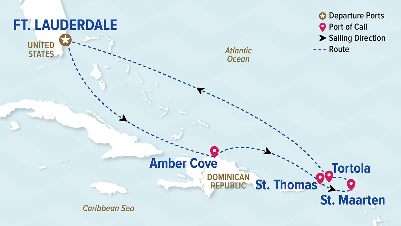 Eastern Caribbean with Tortola Holiday — Itinerary Map