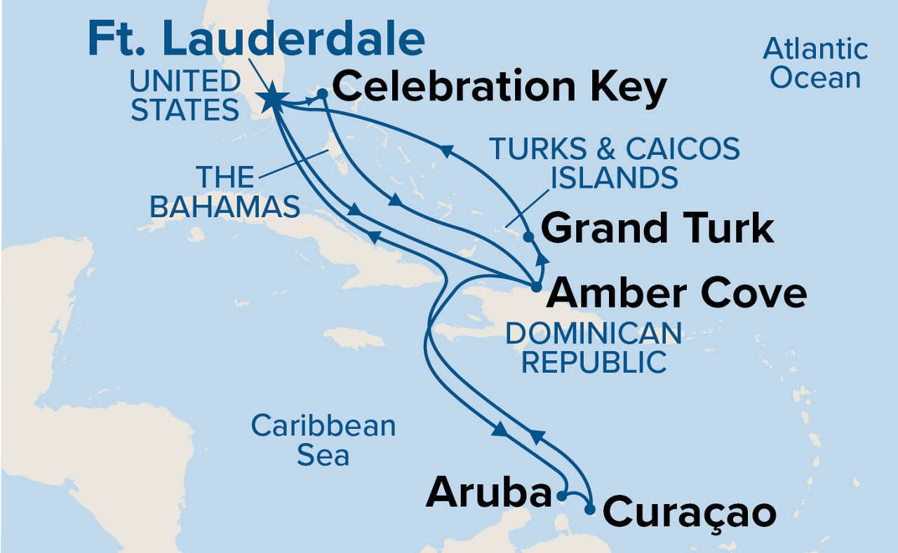 Southern/Eastern Caribbean Adventurer with Celebration Key — Itinerary Map