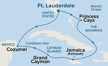 Western Caribbean with Grand Cayman Holiday — Itinerary Map