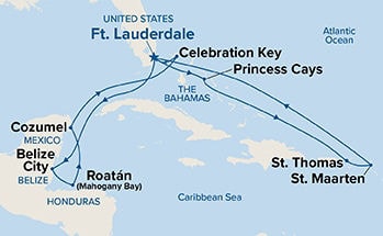 Eastern/Western Caribbean Adventurer with Celebration Key — Itinerary Map