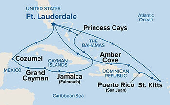 Eastern/Western Caribbean Adventurer — Itinerary Map