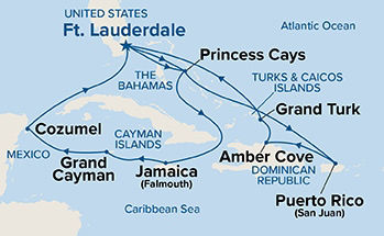 Eastern/Western Caribbean Adventurer — Itinerary Map