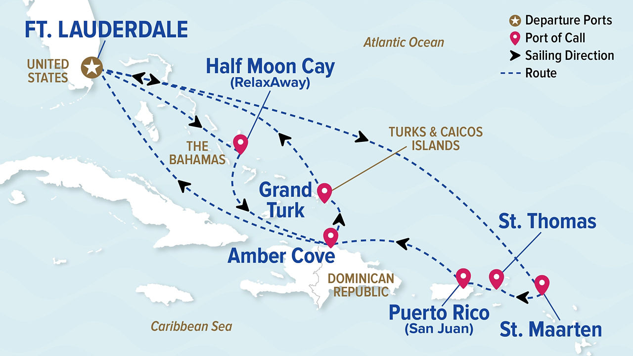 Eastern Caribbean Adventurer — Itinerary Map