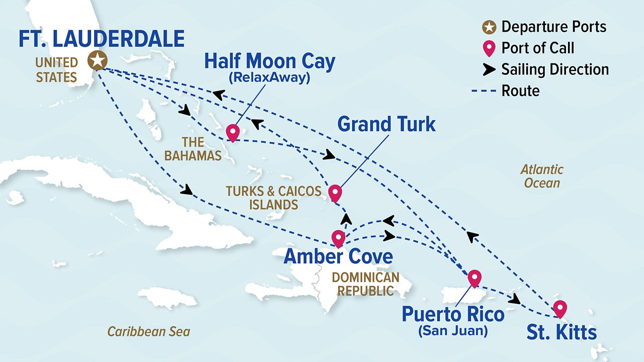 Eastern Caribbean Adventurer — Itinerary Map