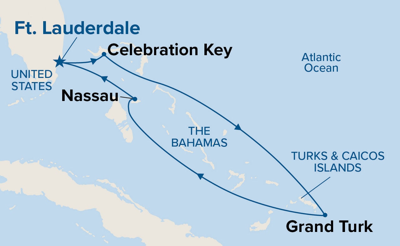 Eastern Caribbean with Turks & Caicos & Celebration Key — Itinerary Map
