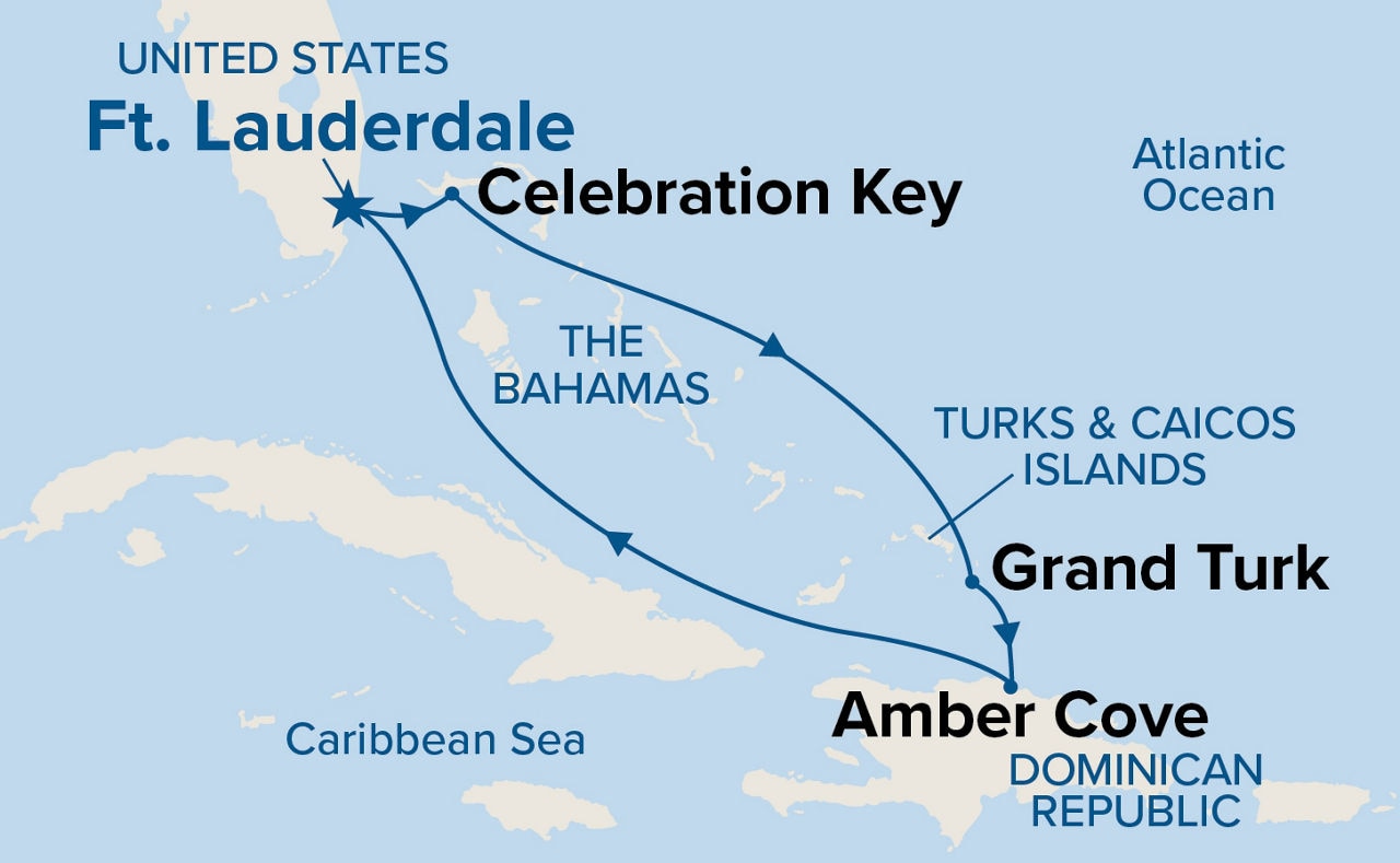 Eastern Caribbean with Turks &Caicos & Celebration Key — Itinerary Map
