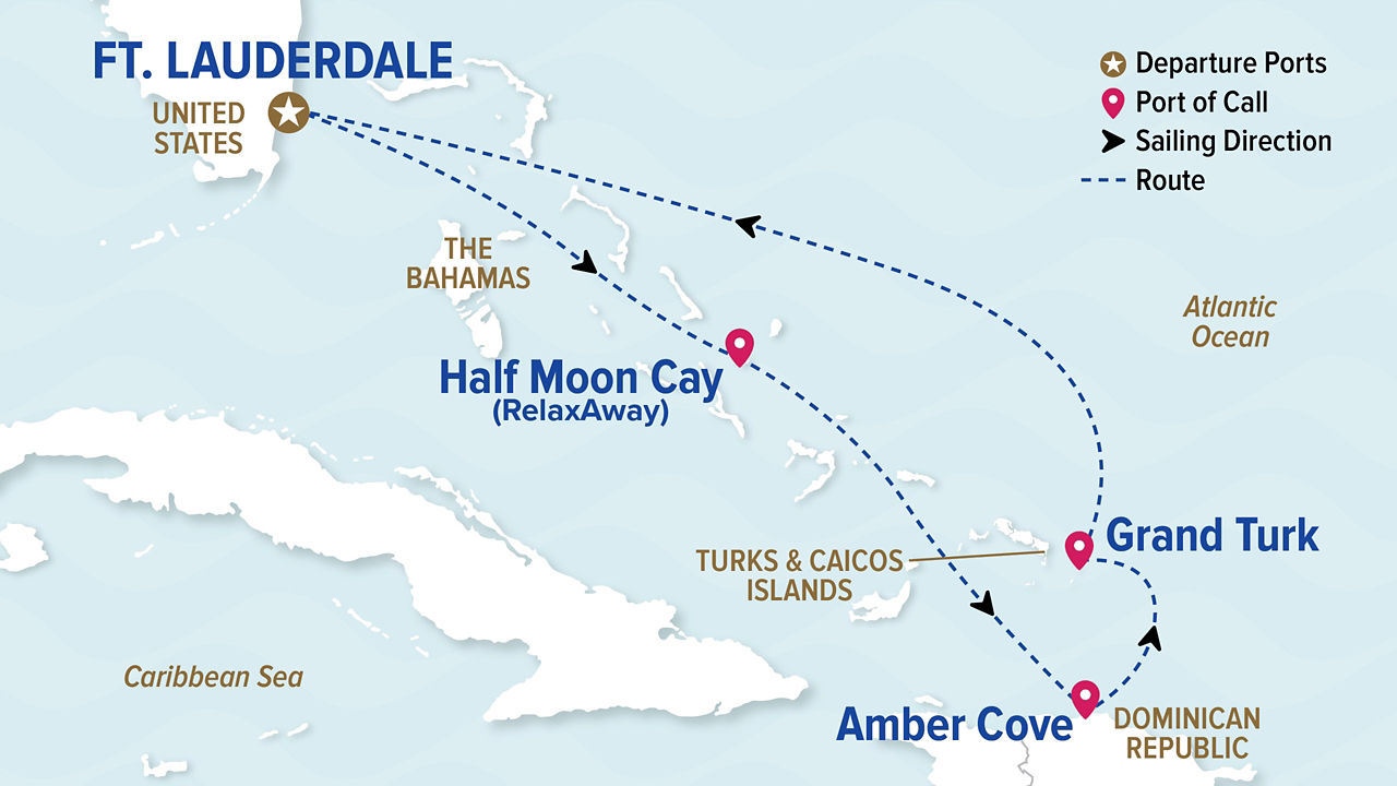 Eastern Caribbean with Bahamas & Turks & Caicos — Itinerary Map