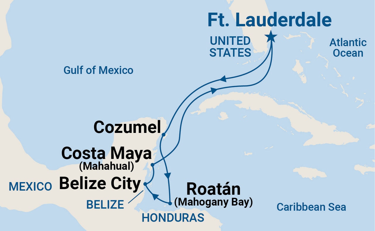 Western Caribbean with Mexico — Itinerary Map