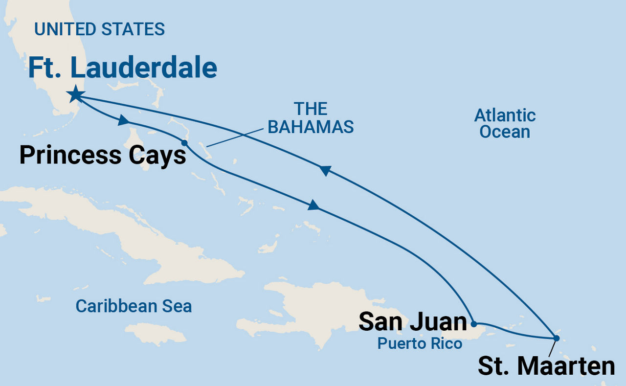 Eastern Caribbean with Puerto Rico Holiday — Itinerary Map