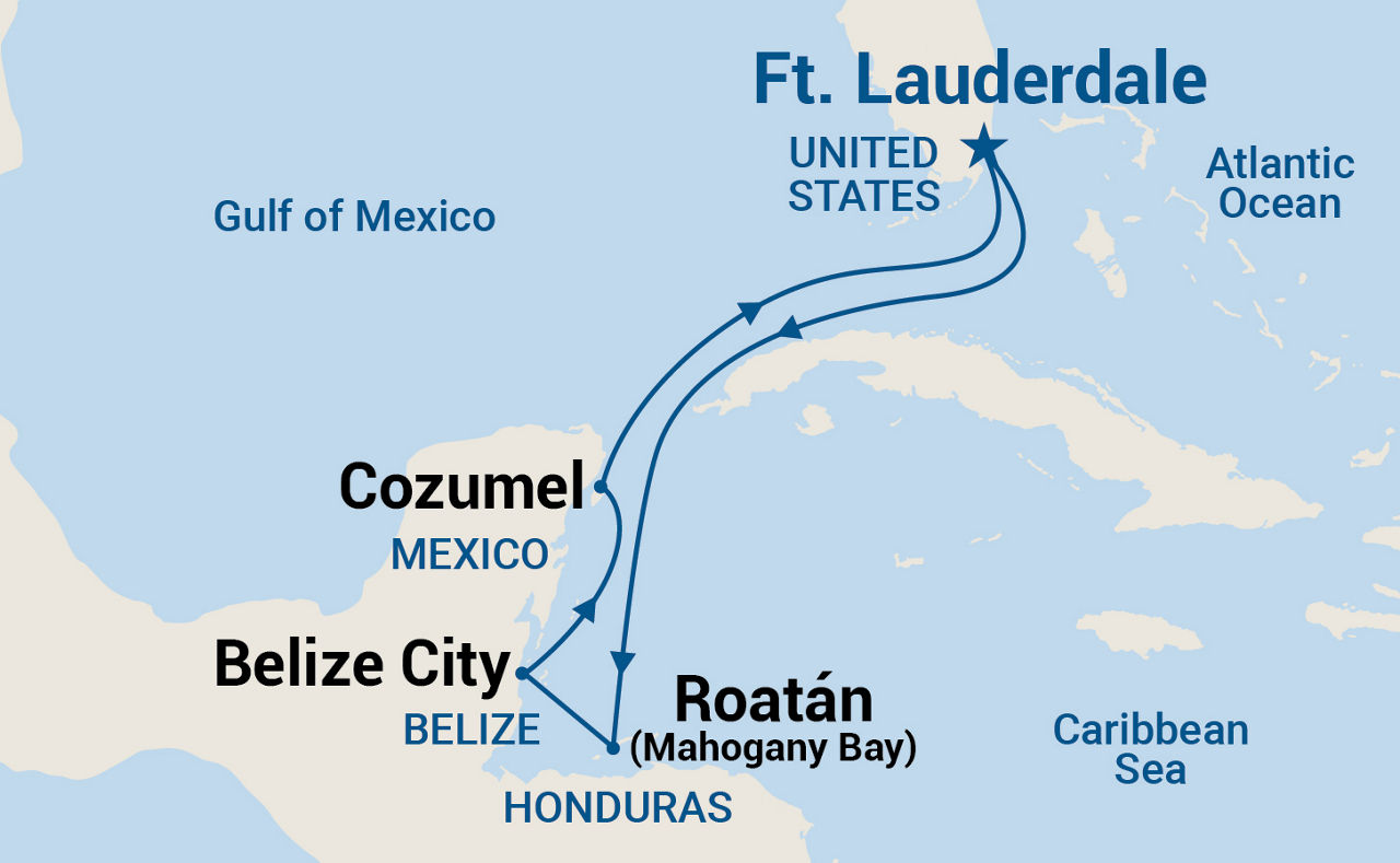 Western Caribbean with Mexico — Itinerary Map
