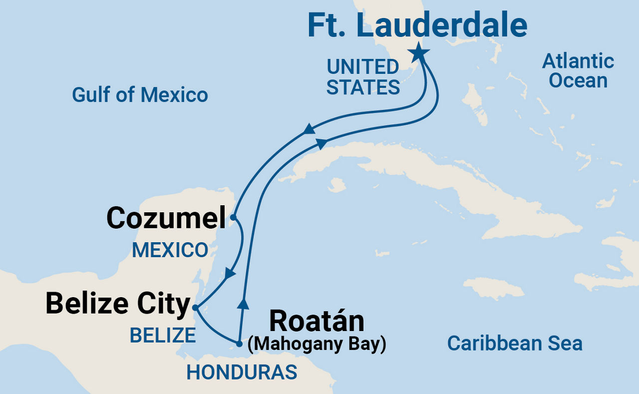 Western Caribbean with Mexico Holiday — Itinerary Map