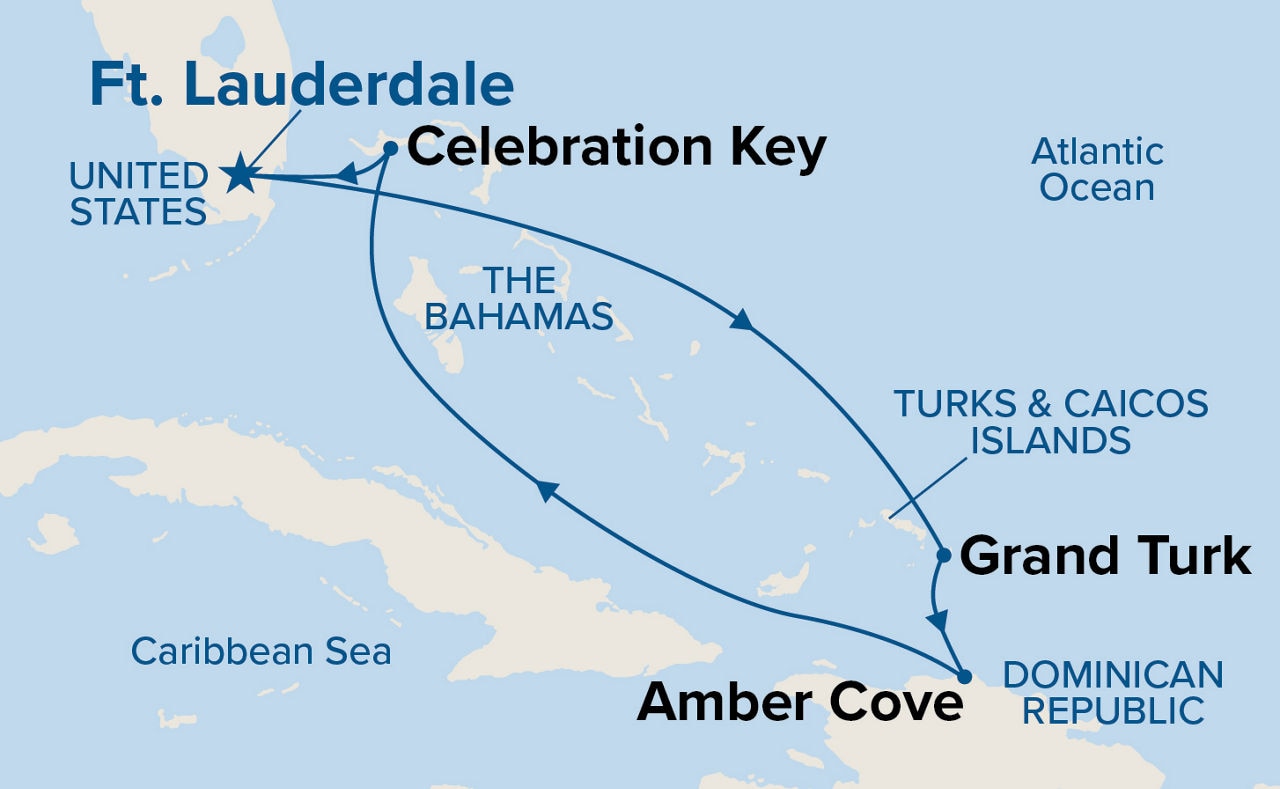 Eastern Caribbean with Celebration Key Holiday — Itinerary Map
