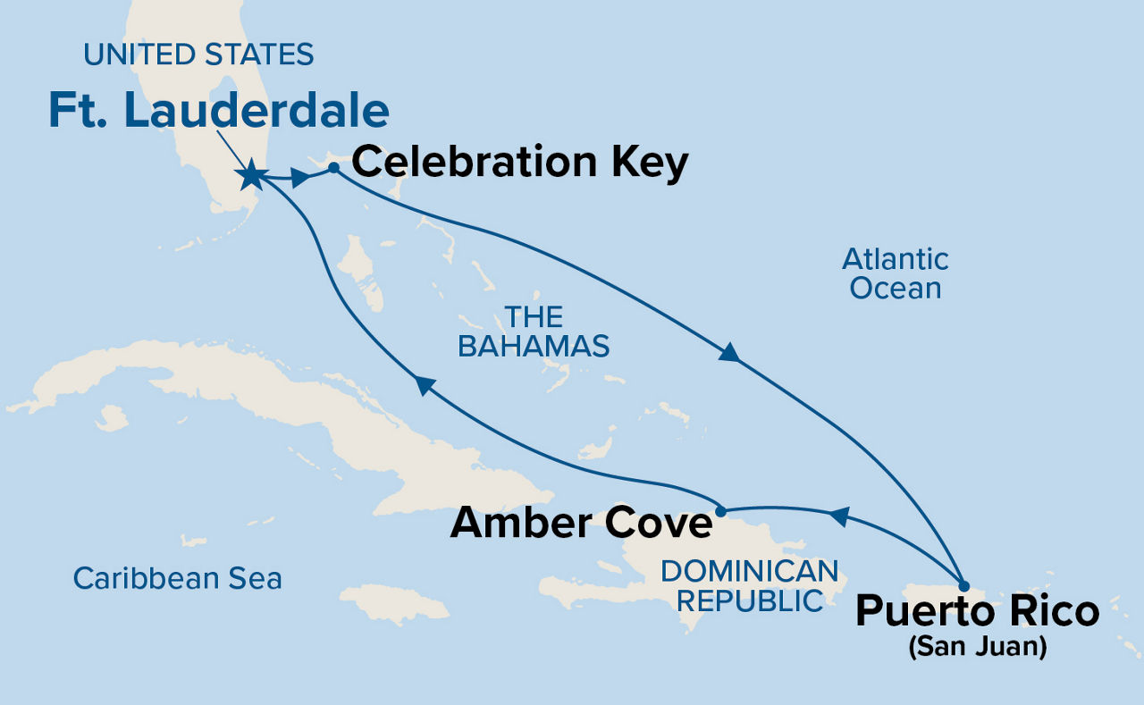 Eastern Caribbean with Puerto Rico & Celebration Key — Itinerary Map