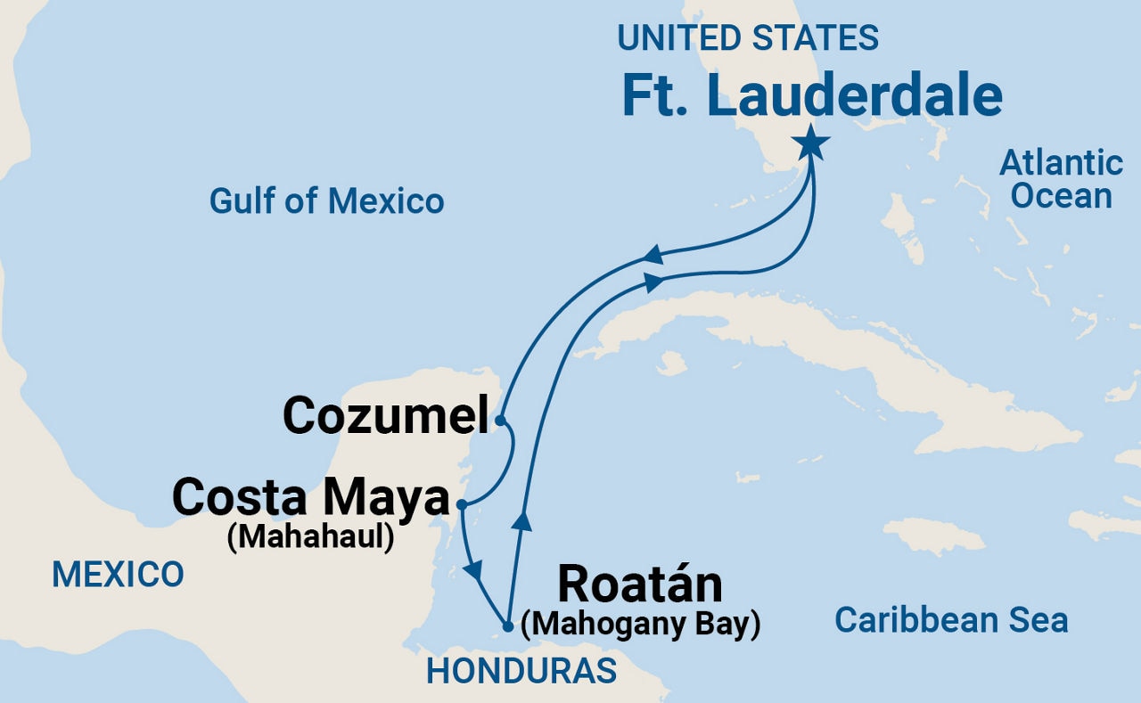 Western Caribbean with Mexico Holiday — Itinerary Map