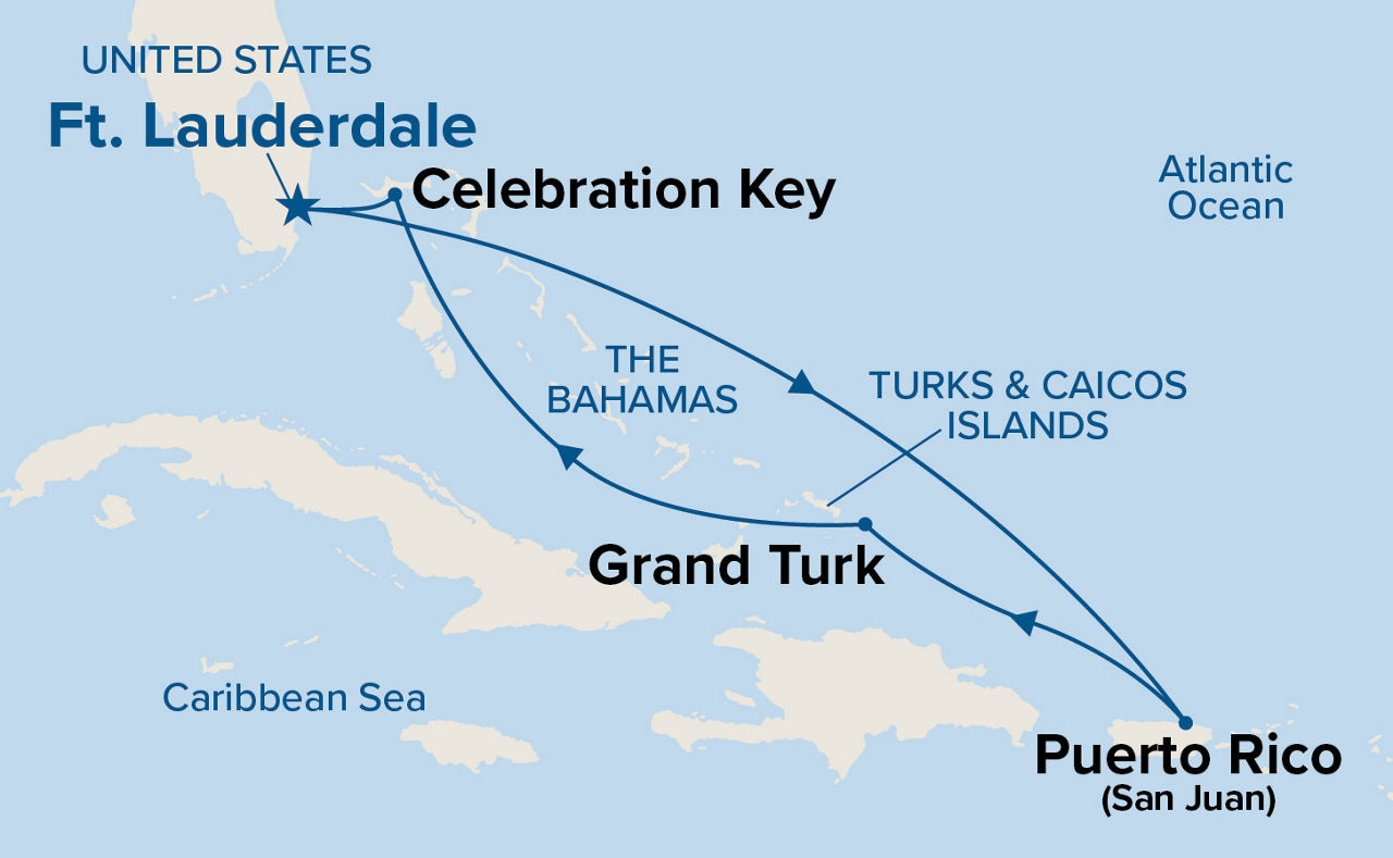 Eastern Caribbean with Celebration Key Holiday — Itinerary Map