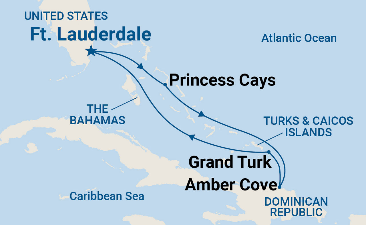 Eastern Caribbean with Turks & Caicos — Itinerary Map