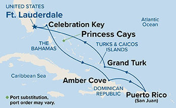 Eastern Caribbean with Puerto Rico & Celebration Key — Itinerary Map