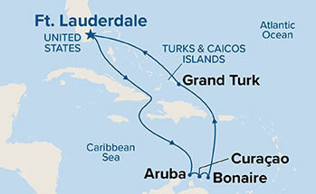 Southern Caribbean with ABC Islands Holiday — Itinerary Map