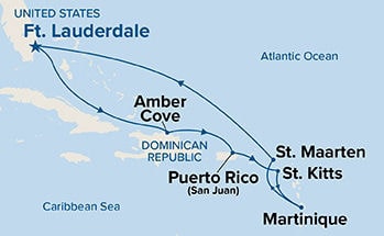 Southern Caribbean with Martinique — Itinerary Map