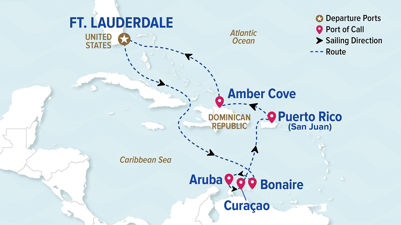 Southern Caribbean with ABC Islands — Itinerary Map