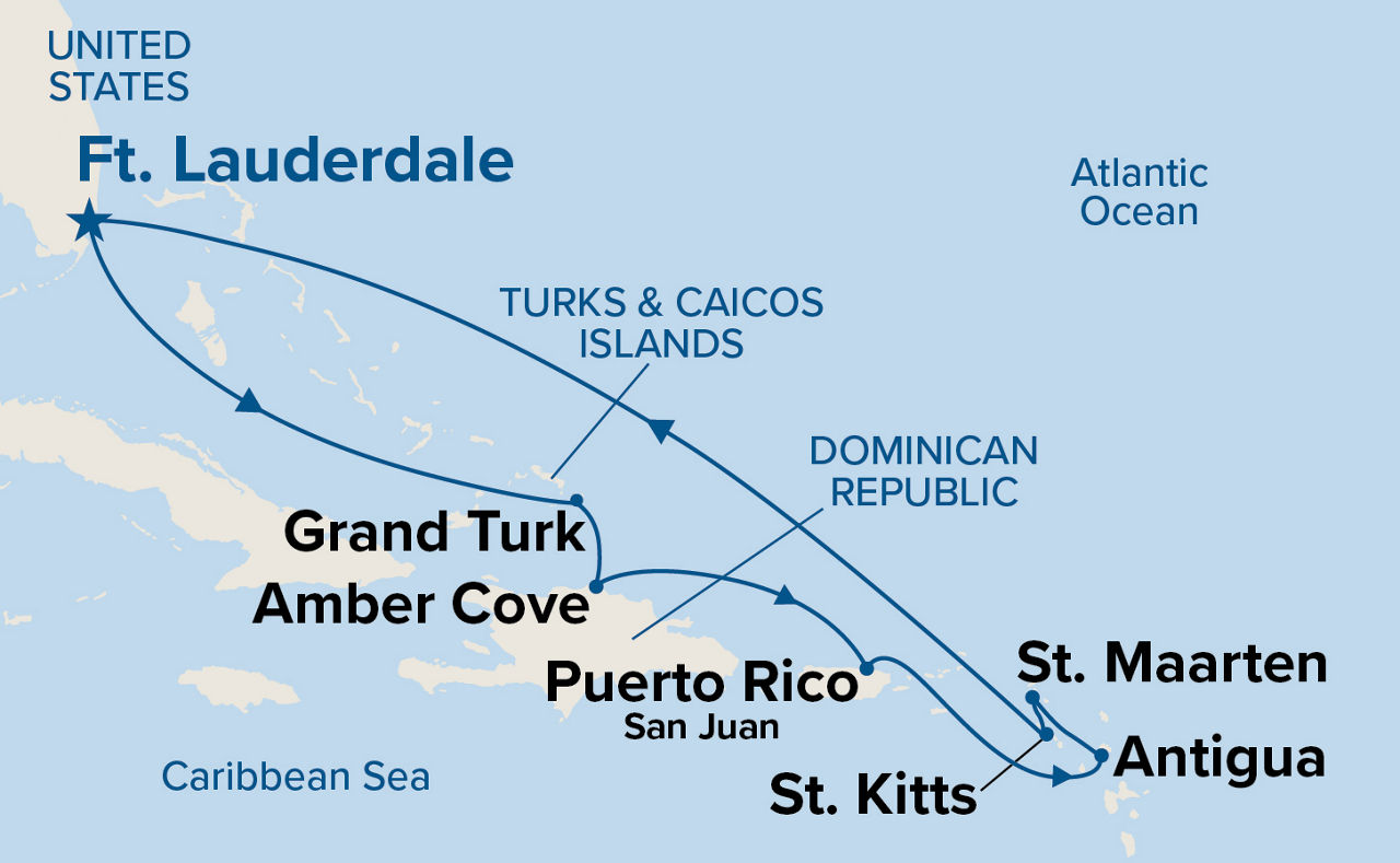 Eastern Caribbean with St. Kitts Holiday — Itinerary Map