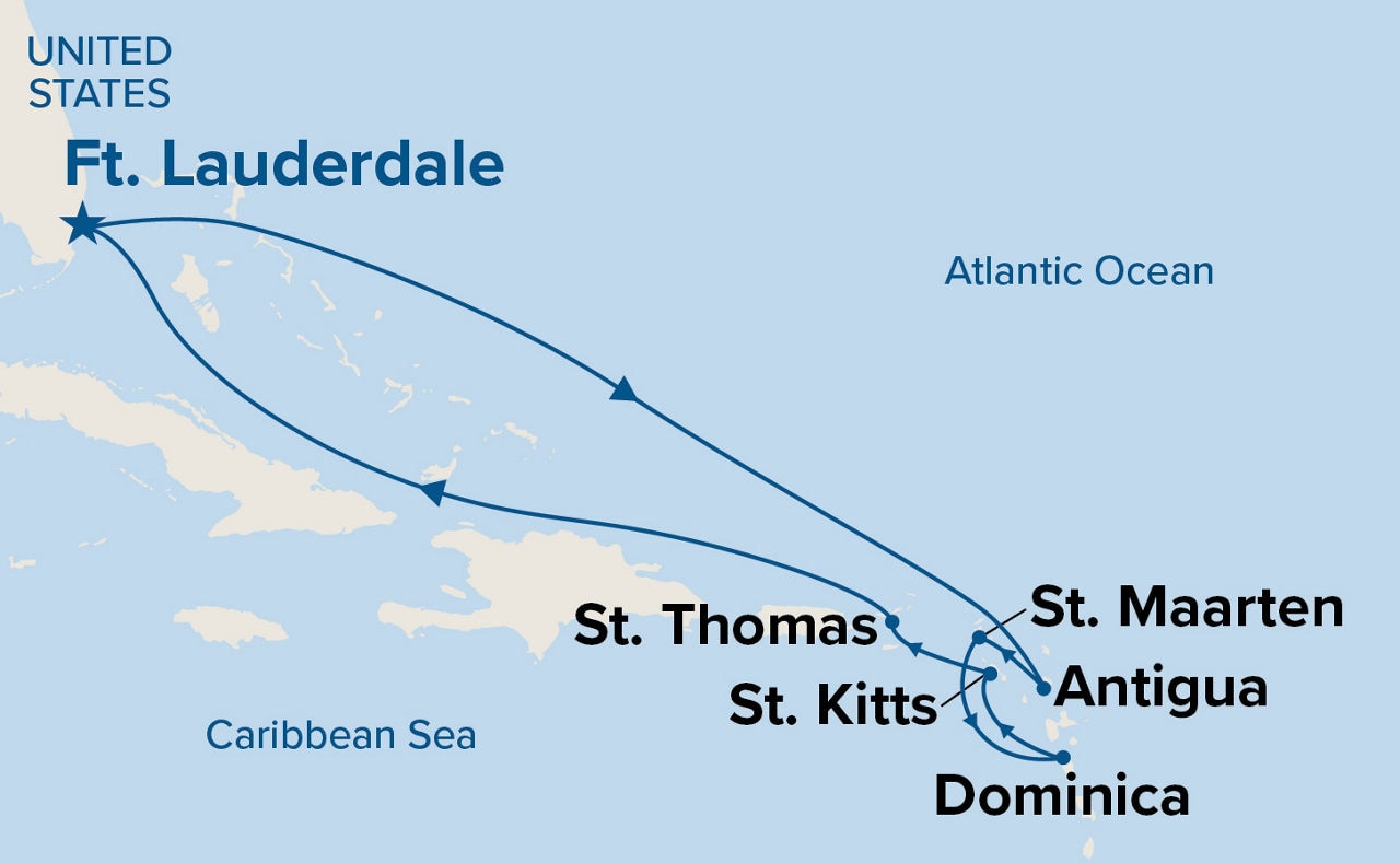 Eastern Caribbean with St. Kitts — Itinerary Map
