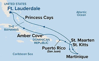 Southern Caribbean with Martinique & Celebration Key Holiday — Itinerary Map