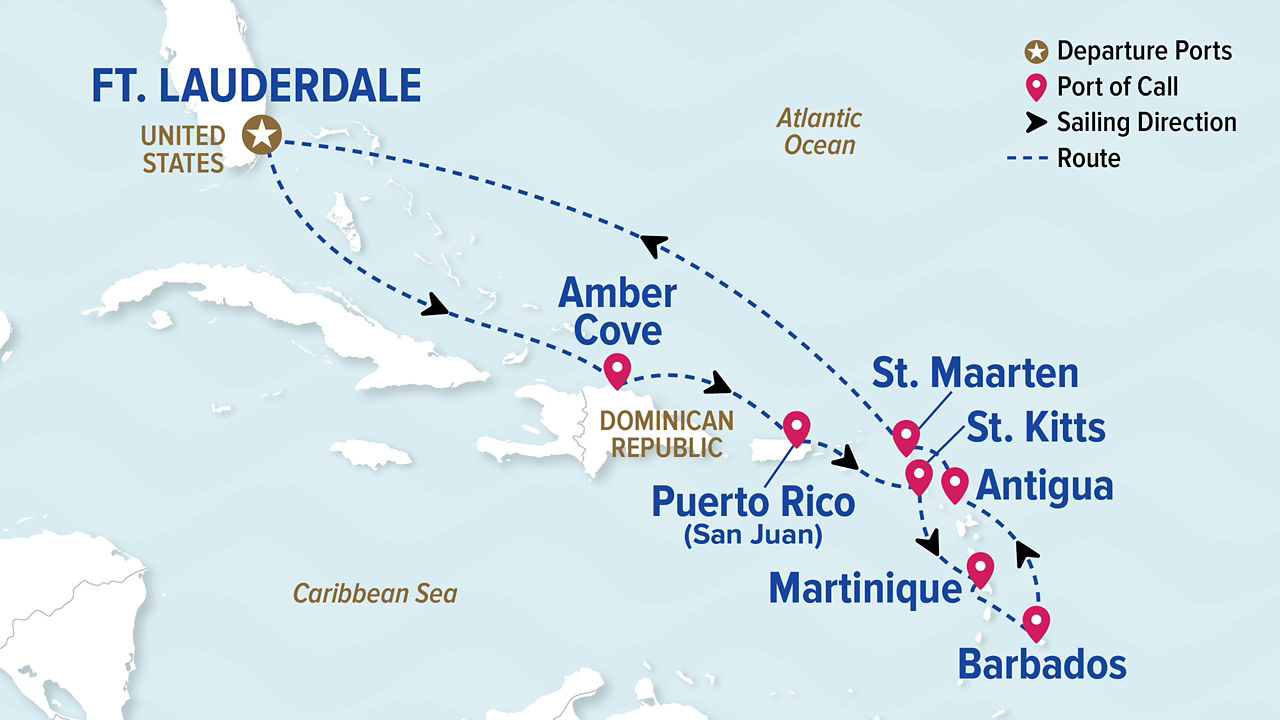 Southern Caribbean with Barbados Holiday — Itinerary Map