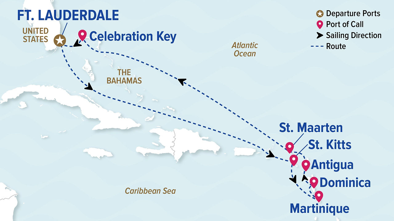 Southern Caribbean with Martinique Holiday — Itinerary Map
