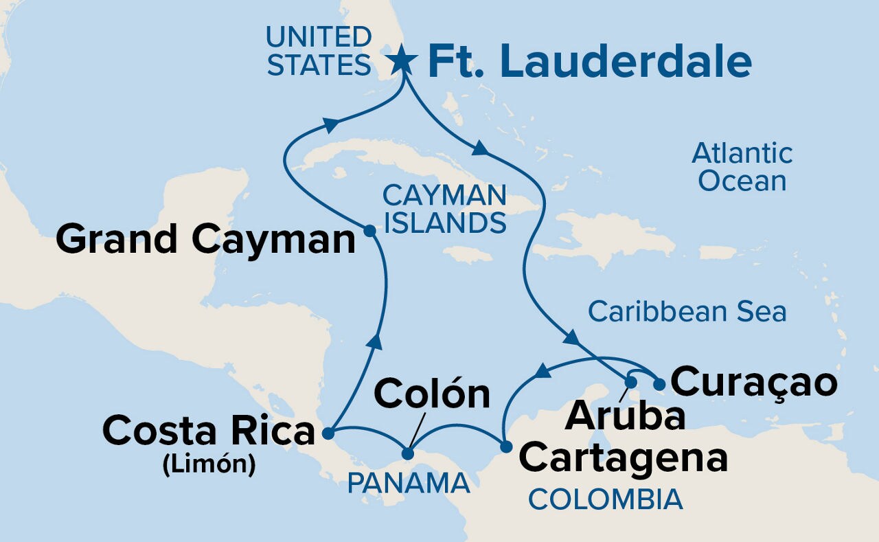 Southern Caribbean with Panama — Itinerary Map