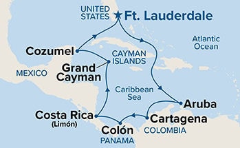 Southern Caribbean with Panama — Itinerary Map