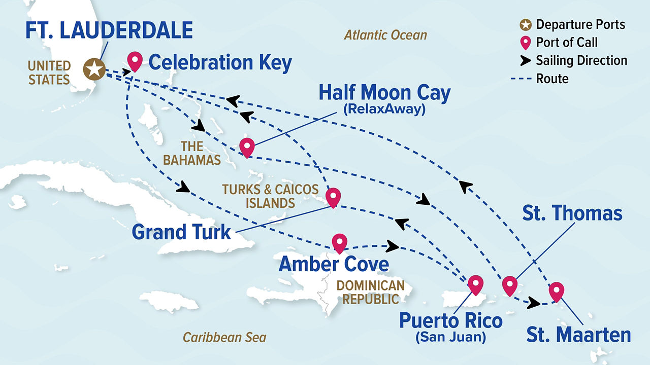 Eastern Caribbean Adventurer Holiday — Itinerary Map