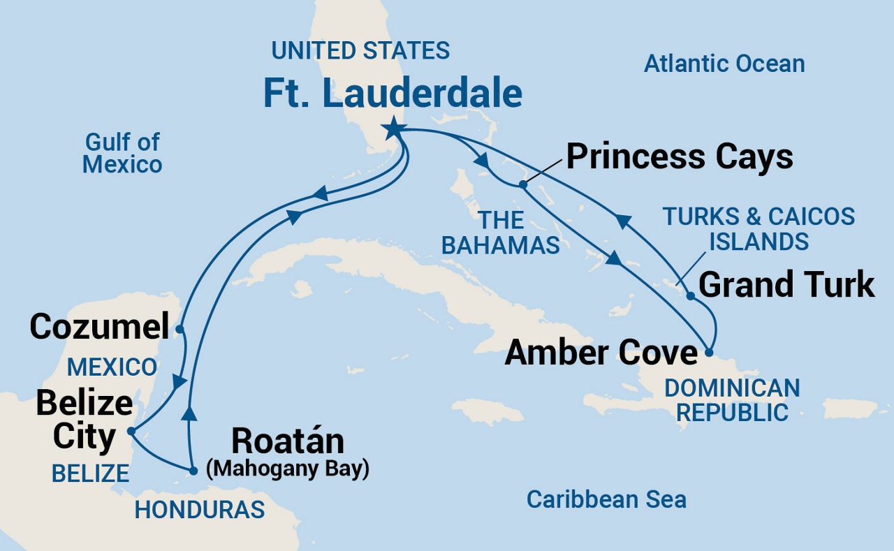 Eastern/Western Caribbean with Celebration Key Holiday — Itinerary Map