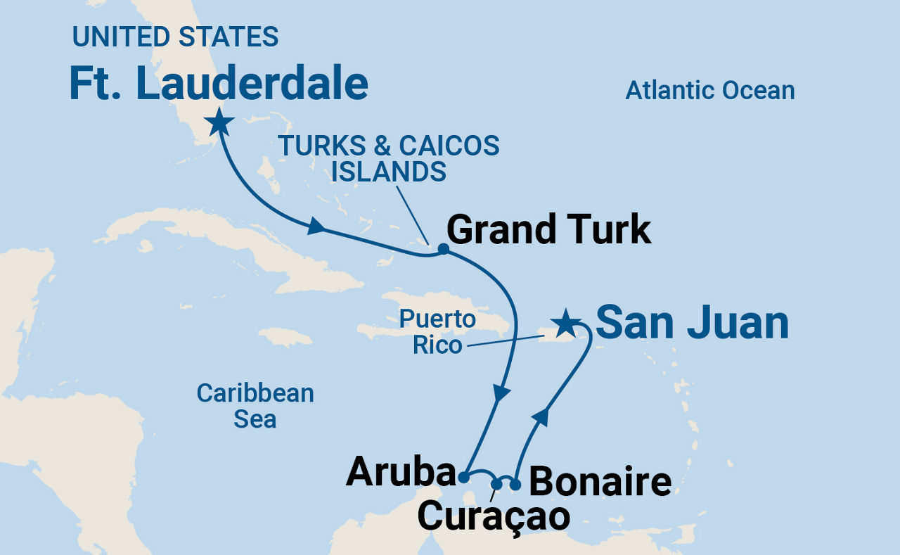 Southern Caribbean Islander Holiday — Itinerary Map