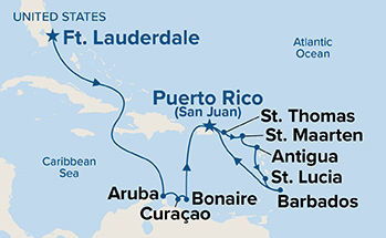 Southern Caribbean Adventurer Holiday — Itinerary Map