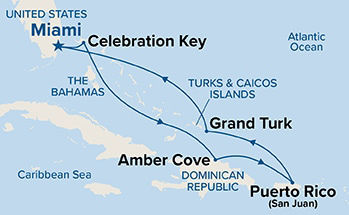 Eastern Caribbean with Puerto Rico & Celebration Key — Itinerary Map