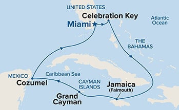 Western Caribbean with Grand Cayman & Celebration Key — Itinerary Map