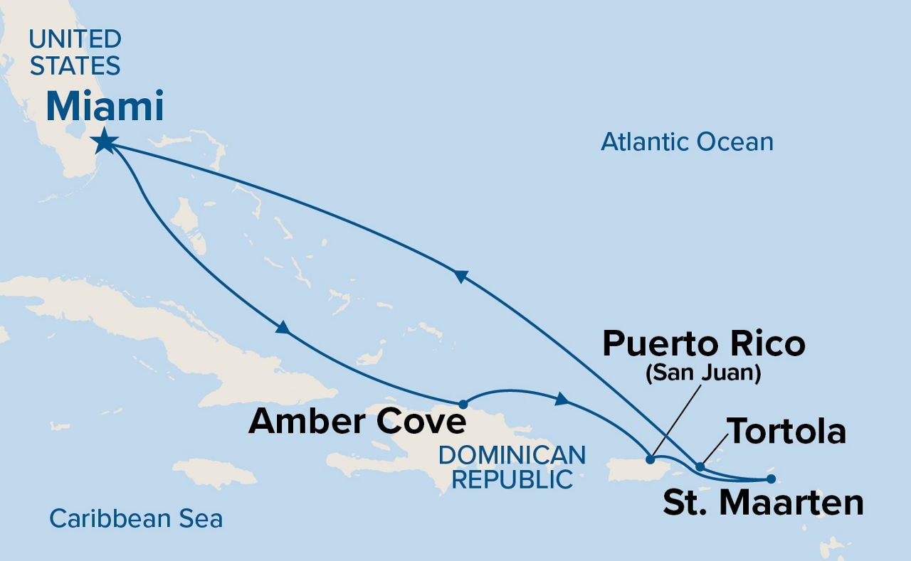 Eastern Caribbean with Tortola — Itinerary Map